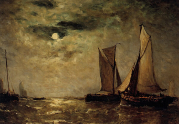 Shipping off the Coast in the Moonlight by Paul Jean Clays, hand-painted oil painting reproduction