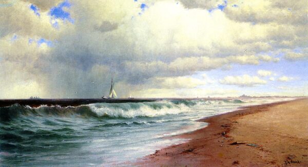 Ships Approaching Atlantic City by Francis Silva, hand-painted oil painting reproduction