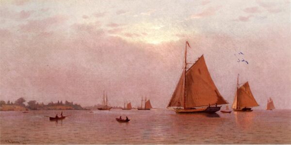 Ships Becalmed by Francis Silva, hand-painted oil painting reproduction