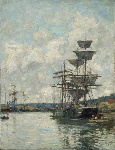 Ships at Le Havre by Eugène Louis Boudin, hand-painted oil reproduction