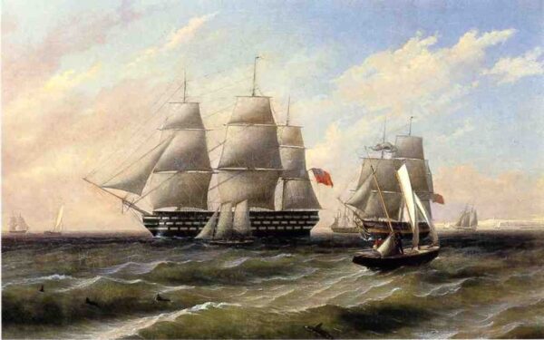 Ships at Sea by Thomas Birch, hand-painted oil painting reproduction