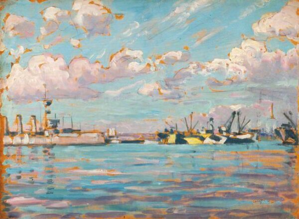 Ships in No. 1 Basin by Geoffrey Stephen Allfree, hand-painted oil painting reproduction