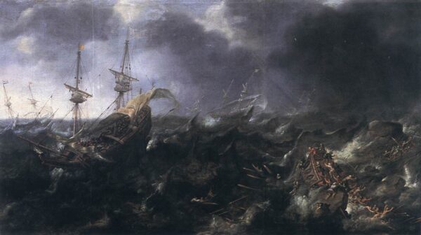 Ships in Peril by Andries van Eertvelt, hand-painted oil painting reproduction