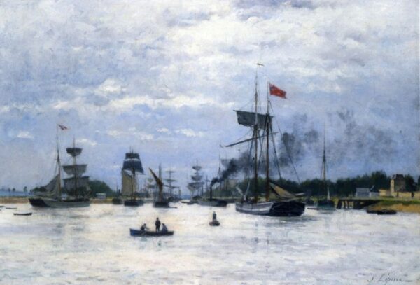 Ships in Port by Stanislas Lépine, hand-painted oil painting reproduction
