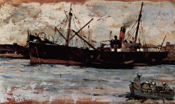 Ships in Port by Giovanni Fattori, hand-painted oil painting reproduction
