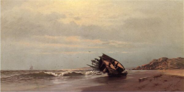 Shipwreck on a Sandy Beach by Francis Silva, hand-painted oil painting reproduction