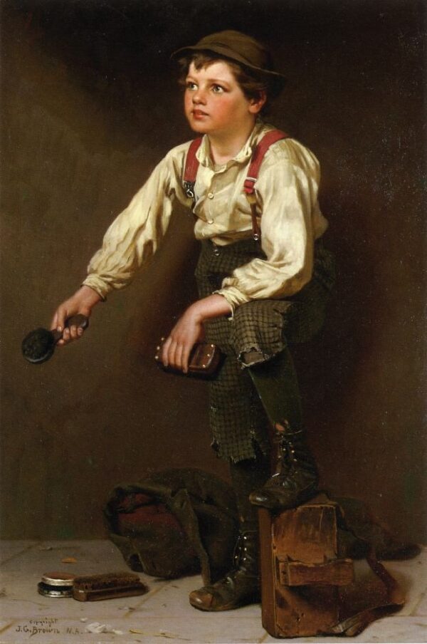 Shoe Shine Boy by John G Brown, hand-painted oil painting reproduction