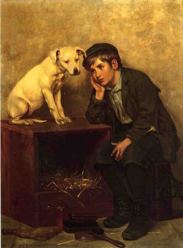 Shoe Shine Boy with his Dog by John G Brown, hand-painted oil painting reproduction