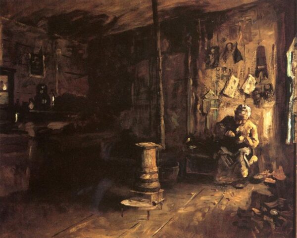 Shoemaker Haberty’s Shop by Eastman Johnson, hand-painted oil painting reproduction