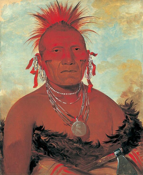 Shon ka ki he ga, Horse Chief, Grand Pawnee Head Chief by George Catlin, hand-painted oil painting reproduction