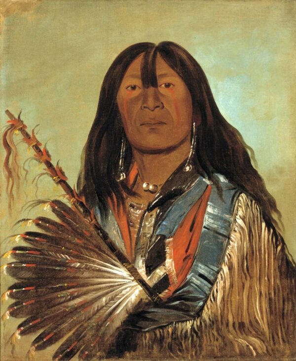 Shon ka, The Dog, Chief of the Bad Arrow Points Band by George Catlin, hand-painted oil reproduction