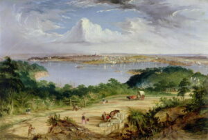 Sydney from St Leonards Road North Shore by Thomas Baines, hand-painted oil painting reproduction