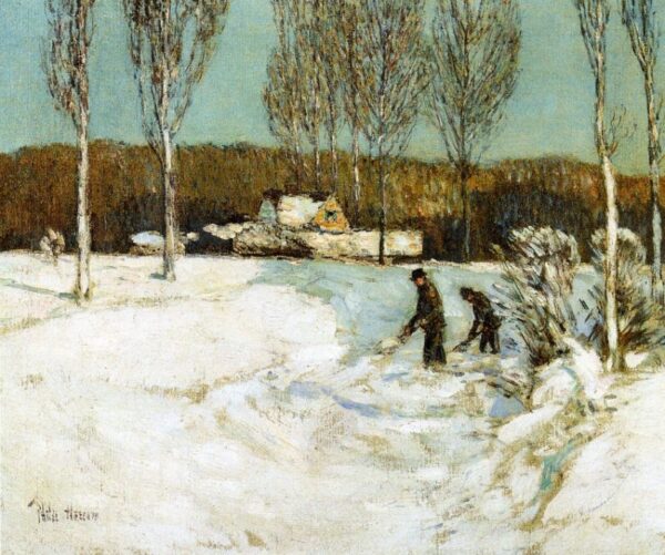 Shoveling Snow, New England by Frederick Childe Hassam, hand-painted oil painting reproduction
