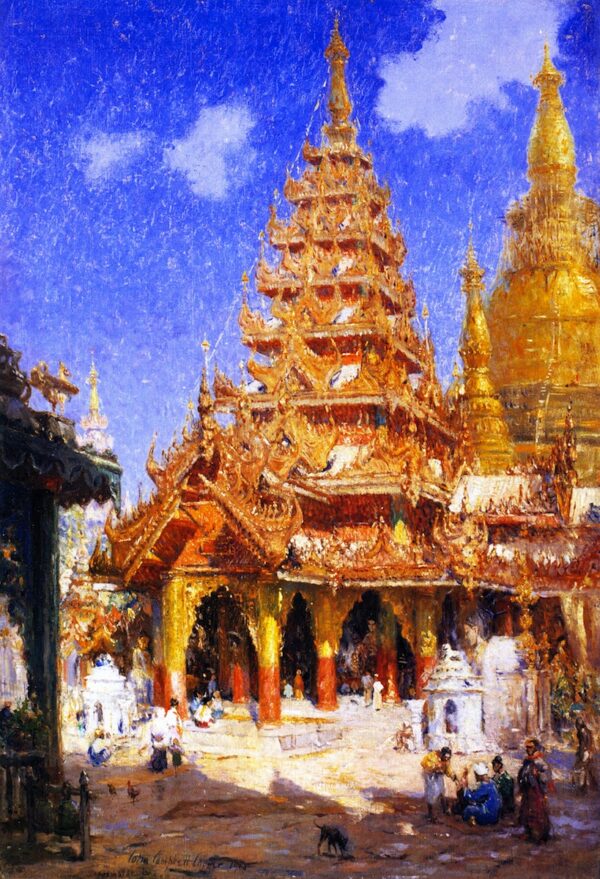 Shwe Dagon Pagoda Burma by Colin Campbell Cooper, hand-painted oil painting reproduction