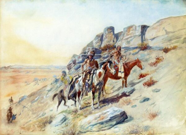 Sighting the Enemy by Charles Marion Russell, hand-painted oil painting reproduction