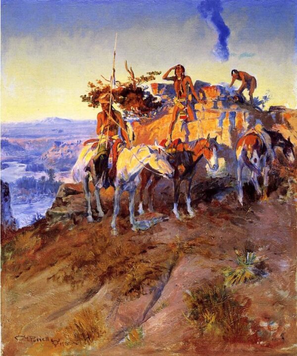 Signal Smoke by Charles Marion Russell, hand-painted oil painting reproduction