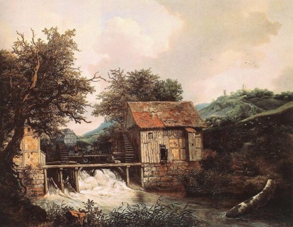 Two Watermills and an Open Sluice near Singraven by Jacob Isaackszoon van Ruisdael, hand-painted oil painting reproduction