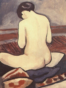 Sitting Nude With Cushions by August Macke, hand-painted oil painting reproduction
