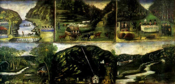 Six Scene Panel by Niko Pirosmani, hand-painted oil painting reproduction