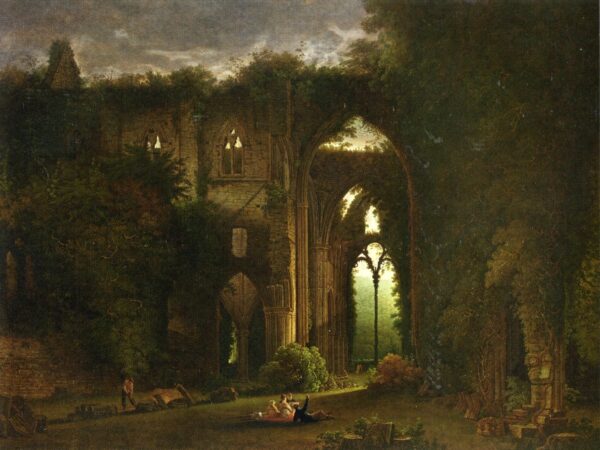 Sketching the Ruins of Tintern Abbey by Samuel Colman, hand-painted oil painting reproduction