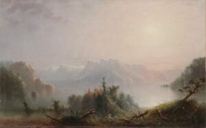 The Lake Her Lone Bosom Expands to the Sky by Alfred Jacob Miller, hand-painted oil painting reproduction