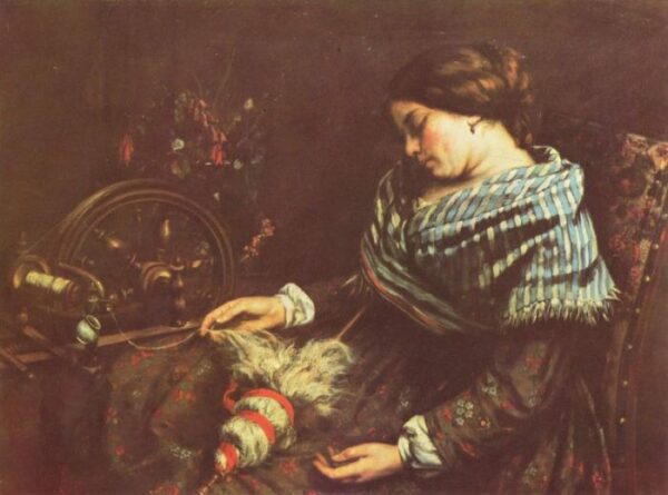Sleeping Spinner by Gustave Courbet, hand-painted oil painting reproduction