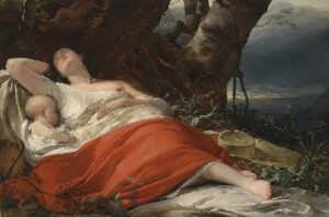 Sleeping fisherwoman by Friedrich von Amerling, hand-painted oil painting reproduction