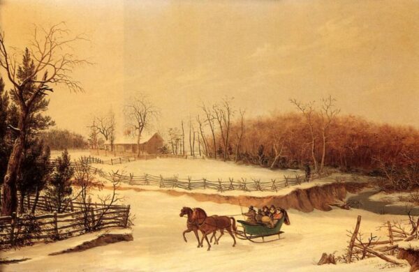 Sleigh Ride by Thomas Birch, hand-painted oil painting reproduction
