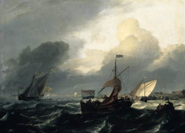 Small Dutch Vessels by Ludolf Backhuysen, hand-painted oil painting reproduction