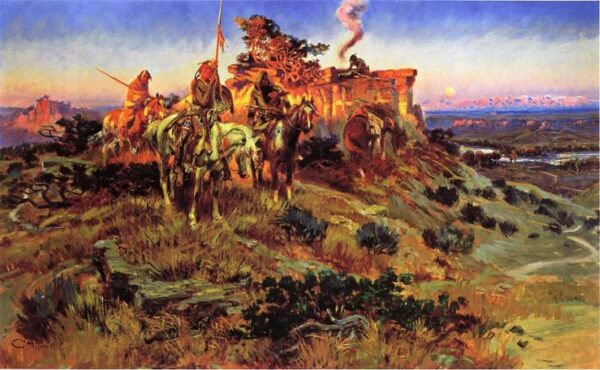 Smoke Talk by Charles Marion Russell, hand-painted oil painting reproduction