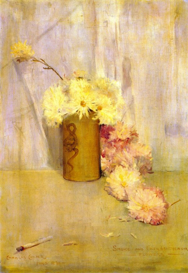 Smoke and Chrysanthemum Flowers by Charles Conder, hand-painted oil painting reproduction