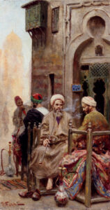 Smoking Outside the Cafe by Fabio Fabbi, hand-painted oil painting reproduction
