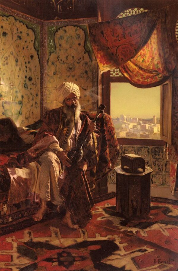 Smoking The Hookah by Rudolf Ernst, hand-painted oil painting reproduction