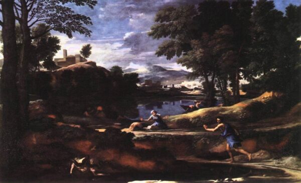 Landscape with a Man Killed by a Snake by Nicolas Poussin, hand-painted oil painting reproduction