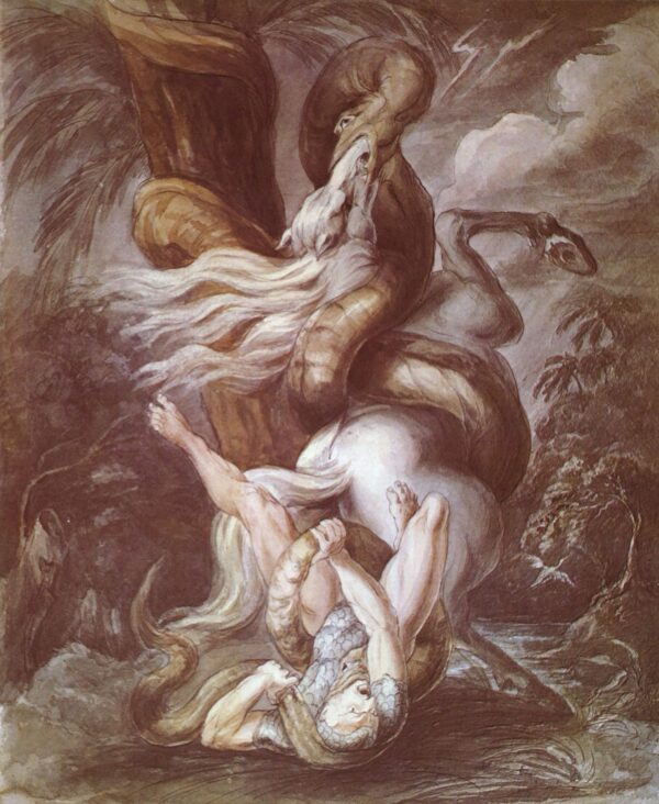 Horseman Attacked by a Giant Snake by Henry Fuseli, hand-painted oil painting reproduction