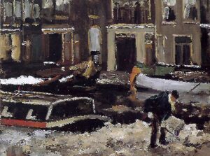 Snow clearing on Amsterdam canal by Floris Arntzenius, hand-painted oil painting reproduction