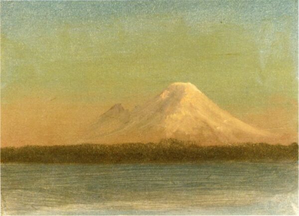 Snow-Capped Mountain at Twilight by Albert Bierstadt, hand-painted oil painting reproduction