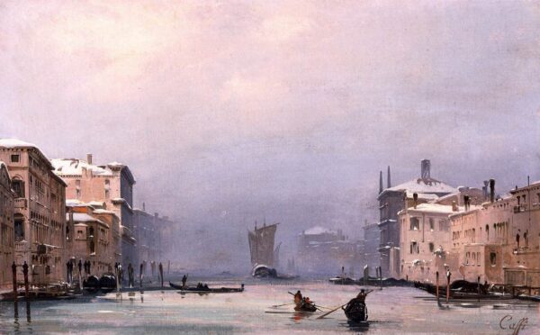 Snow and Fog on the Grand Canal by Ippolito Caffi, hand-painted oil painting reproduction