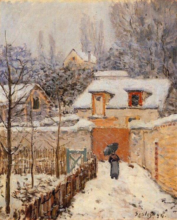 Snow at Louveciennes II by Alfred Sisley, hand-painted oil painting reproduction