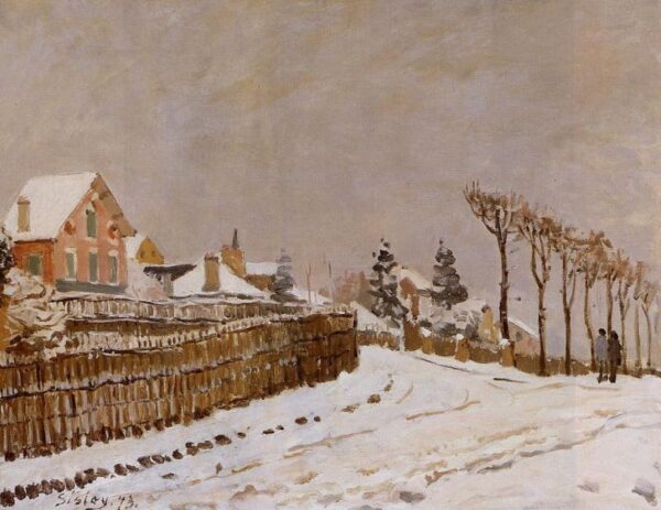 Snow at Louveciennes IV by Alfred Sisley, hand-painted oil painting reproduction
