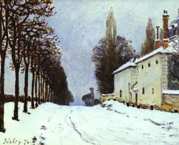 Snow on the Road by Alfred Sisley, hand-painted oil painting reproduction