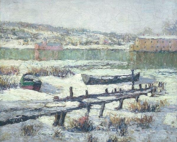 Snowbound Boats by Ernest Lawson, hand-painted oil painting reproduction