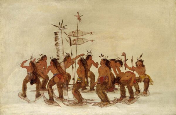 Snowshoe Dance at the First Snowfall by George Catlin, hand-painted oil painting reproduction