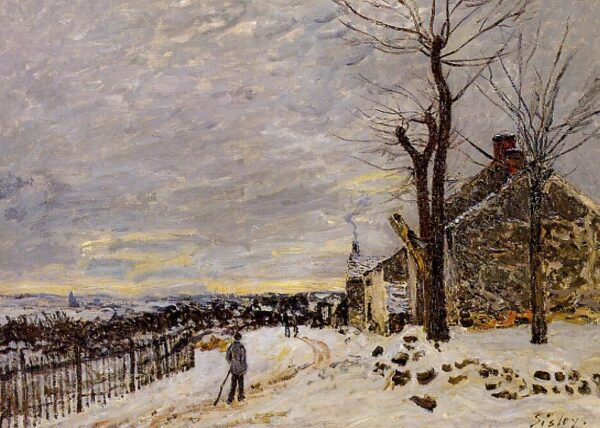Snowy Weather at Veneux-Nadon by Alfred Sisley, hand-painted oil painting reproduction
