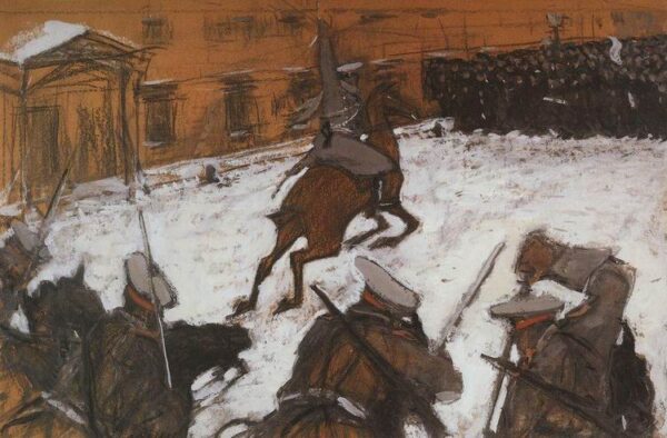 Soldiers Charging by Valentin Alexandrovich Serov, hand-painted oil painting reproduction