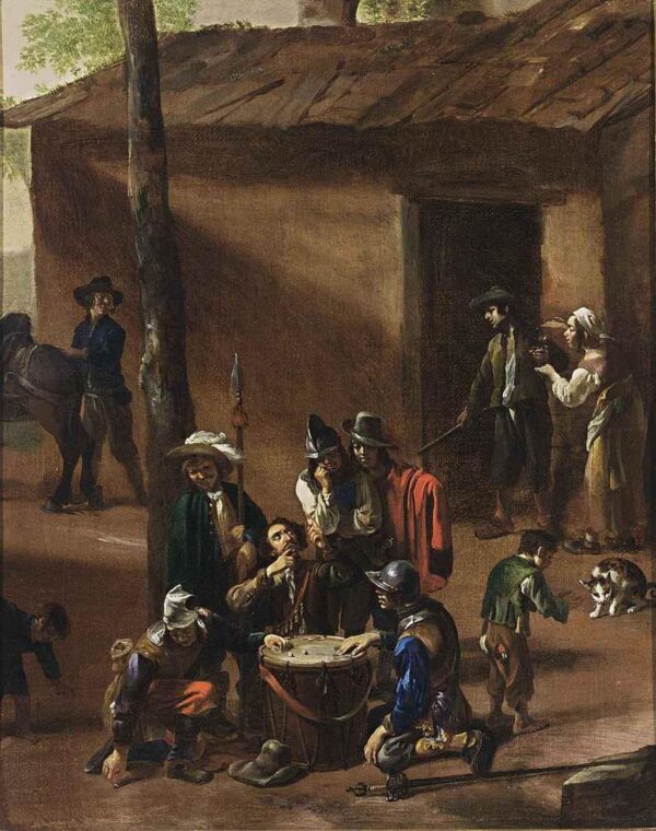 Soldiers Playing Dice by Michelangelo Cerquozzi, hand-painted oil painting reproduction