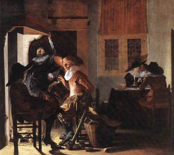 Soldiers beside a Fireplace by Willem Cornelisz Duyster, hand-painted oil painting reproduction