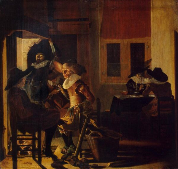 Soldiers beside a Fireplace b by Willem Cornelisz Duyster, hand-painted oil painting reproduction