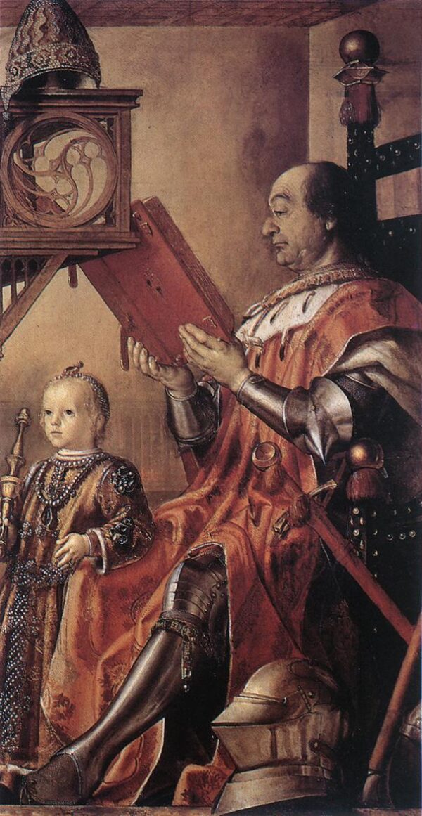 Prince Federico da Montefeltro and his Son by Pedro Berruguete, hand-painted oil painting reproduction