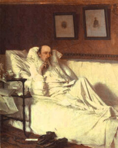 Nikolay Nekrasov in the Period of Last Songs by Ivan Nikolaevich Kramskoy, hand-painted oil painting reproduction